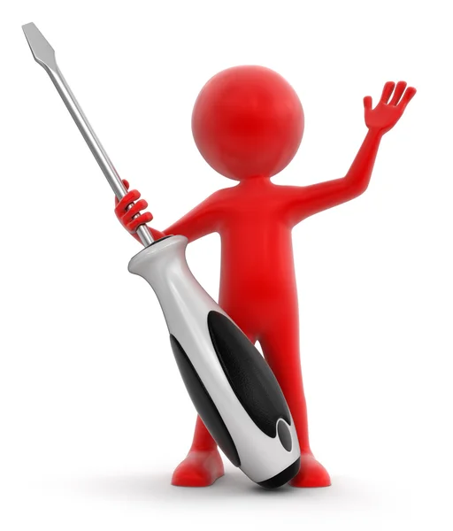 Man and Screwdriver (clipping path included) — Stock Photo, Image