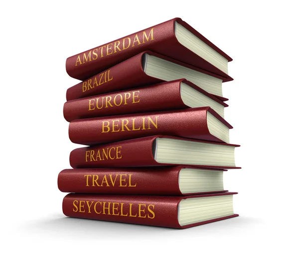 Pila de libros de viajes (ruta de recorte incluido ) — Foto de Stock