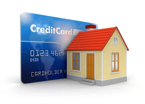 Ev ve kredi kartı (dahil kırpma yolu) — Stok fotoğraf