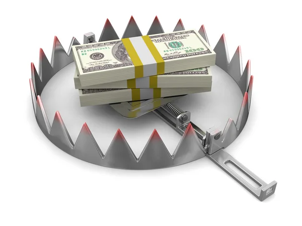 Trap and Dollars (clipping path included) — Stock Photo, Image