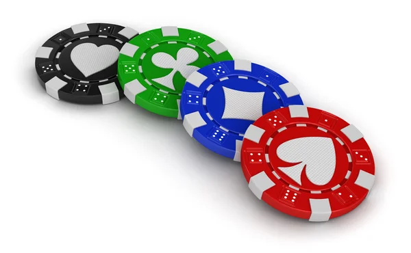 Chips of casino (clipping path included) — Stock Photo, Image