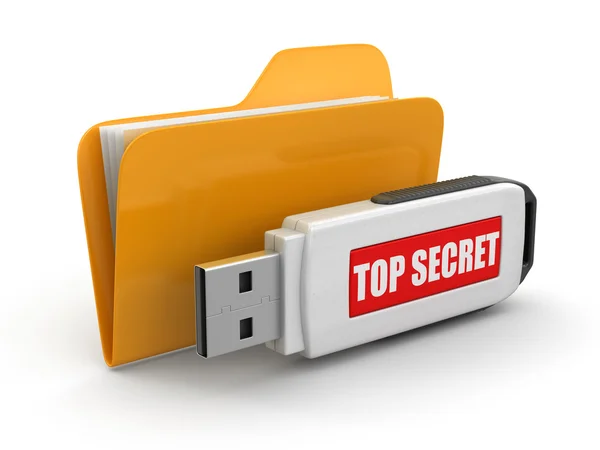 Cartella con cerniera e flash USB Top Secret — Foto Stock