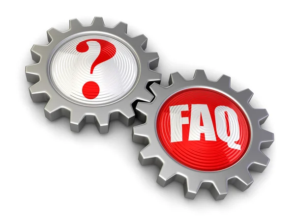 Gears with Quest and FAQ (clipping path included) — Stock Photo, Image