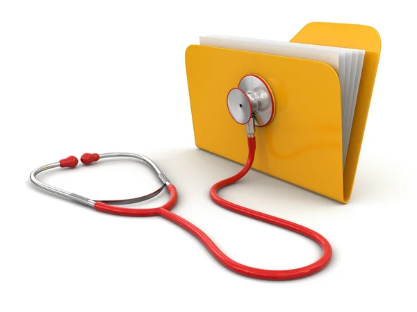 Folder and stethoscope (clipping path included) — Stock Photo, Image