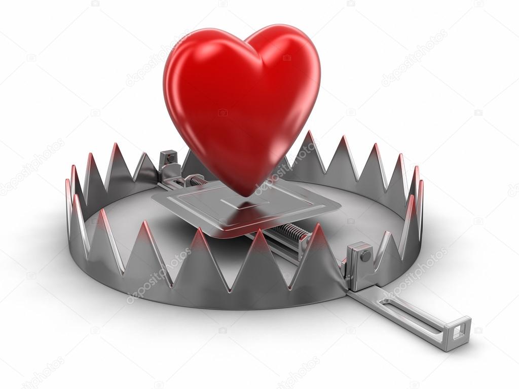 Trap and heart (clipping path included)