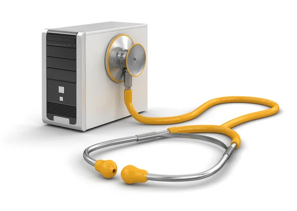 Computer and stethoscope (clipping path included) — Stock Photo, Image