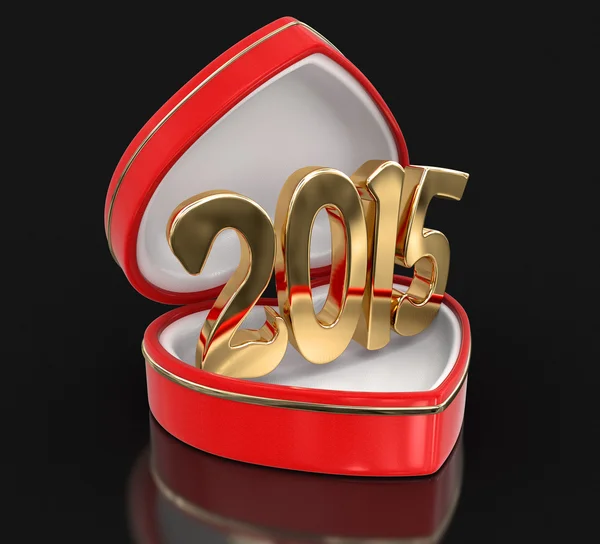 Digit 2015 in the heart box (clipping path included) — Stock Photo, Image