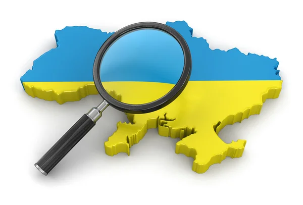 Карта Украины с лупой — стоковое фото