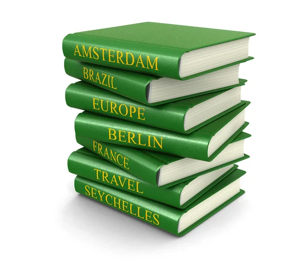 Stack of Travel books (clipping path included) — Stock Photo, Image