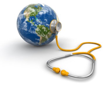 Stethoscope and globe (clipping path included)