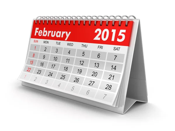 Calendar -  february 2015  (clipping path included) — Stock Photo, Image