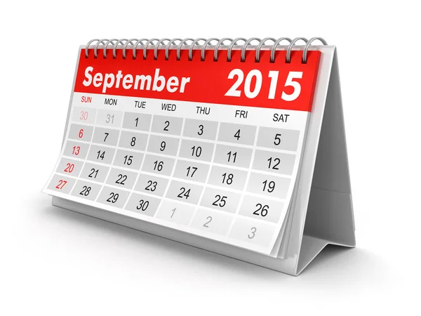 Calendar -  September 2015 (clipping path included) — Stock Photo, Image