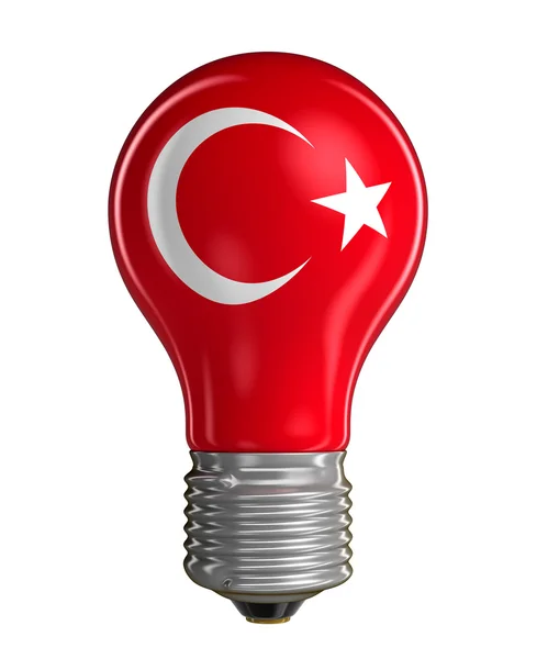 Light bulb with Turkish flag (clipping path included) — Stock Photo, Image