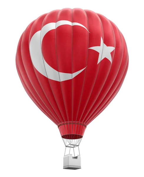 Balon Udara Panas dengan Bendera Turki (jalur pemotongan termasuk ) — Stok Foto