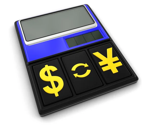 Calculator and Currency (clipping path included) — Stock Photo, Image