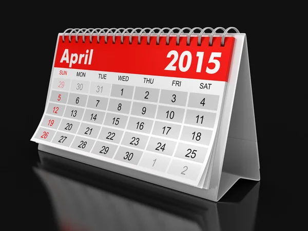 Calendário - Abril 2015 (caminho de recorte incluído ) — Fotografia de Stock