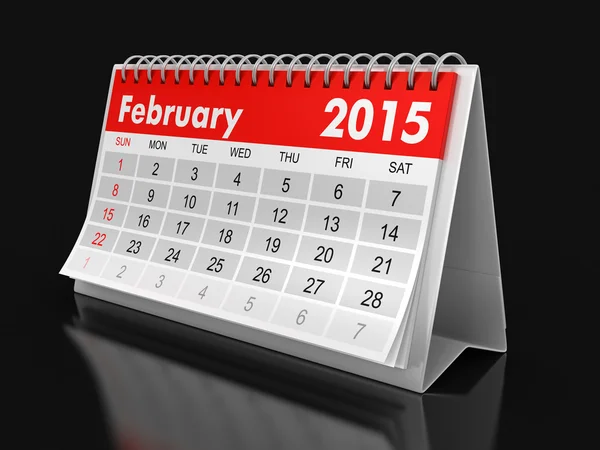 Calendar -  february 2015  (clipping path included) — Stock Photo, Image