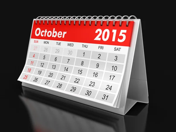 Calendar -  October 2015 (clipping path included) — Stock Photo, Image