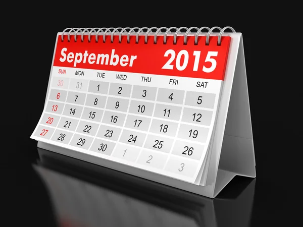 Calendar -  September 2015 (clipping path included) — Stock Photo, Image