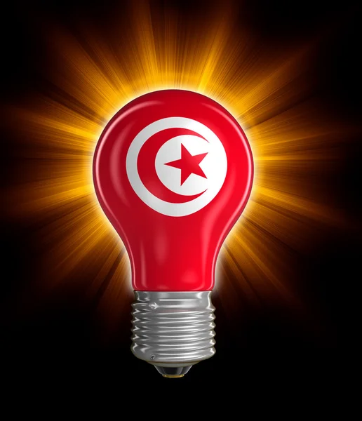 Glödlampa med tunisiska flaggan (urklippsbana ingår) — Stockfoto