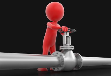 Boru hattı ve adam (dahil kırpma yolu)