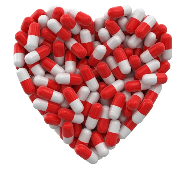 Heart from Pills (clipping path included) — Stock Photo, Image