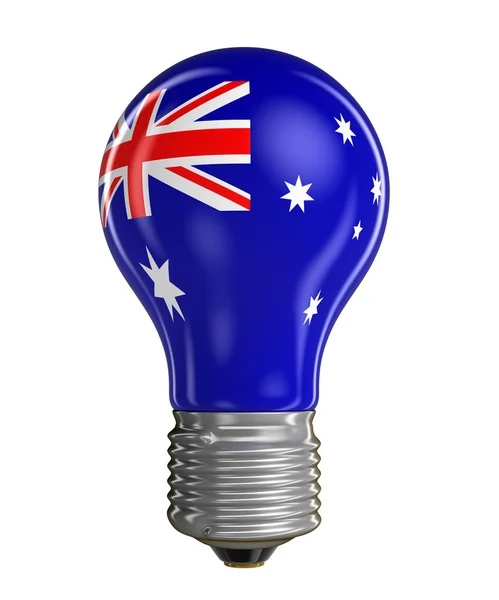 Lâmpada com bandeira australiana (caminho de recorte incluído ) — Fotografia de Stock