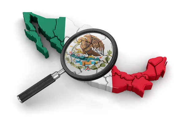 Mapa do México com lupa — Fotografia de Stock