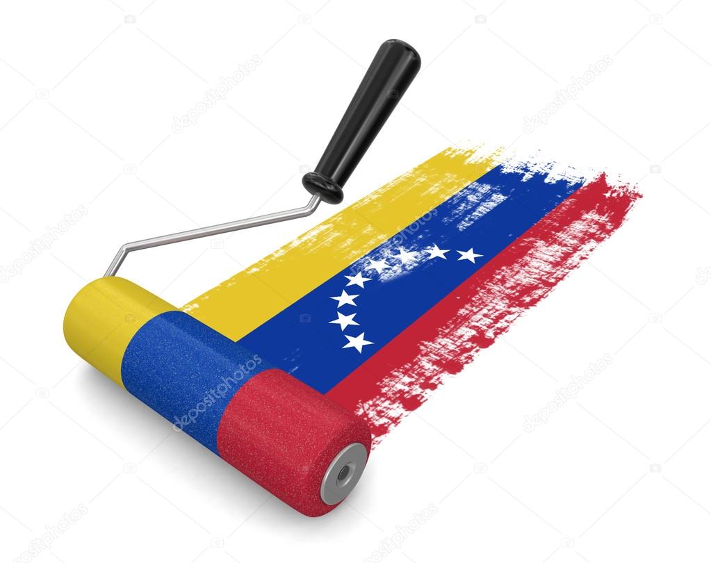 Paint roller with Flag of Venezuela (clipping path included)