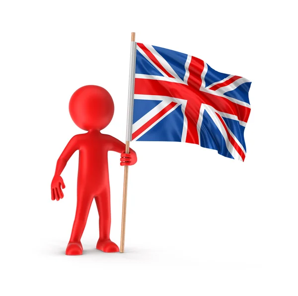 Man and United Kingdom flag (clipping path included) — Stock Photo, Image