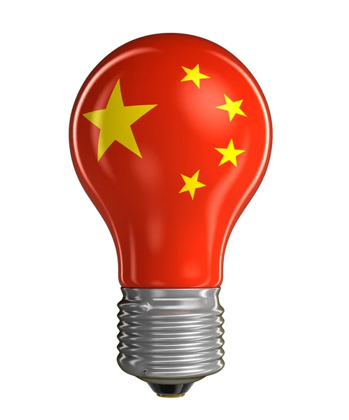 Light bulb with Chinese flag (clipping path included) — Stock Photo, Image
