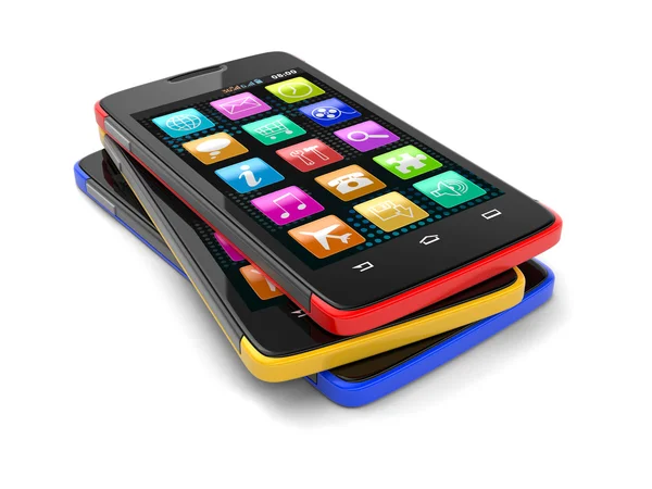Touchscreen smartphones (clipping path included) — Stock Photo, Image