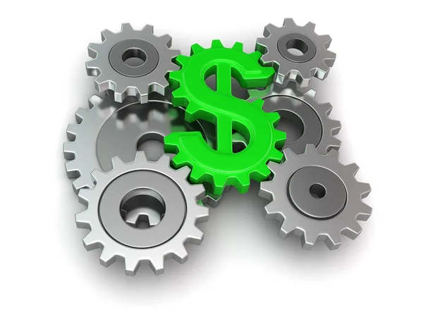 Cogwheel dollar (clipping path included) — Stock Photo, Image