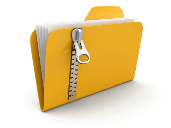 Folder and list with zipper (clipping path included) — Stock Photo, Image