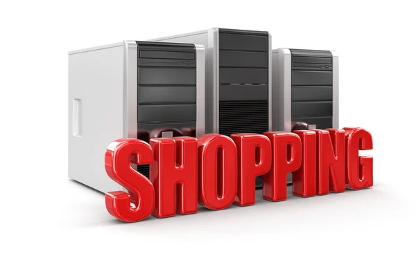 Számítógépek és bevásárló tartalmazza (Vágógörbe) — Stock Fotó