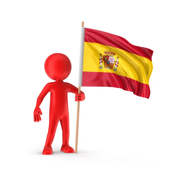 Man and Spanish flag (clipping path included) — Stock Photo, Image