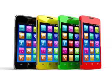 Touchscreen smartphones (clipping path included) clipart