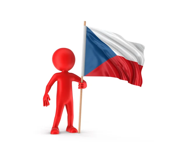 Man en Tsjechische vlag (uitknippad opgenomen) — Stockfoto