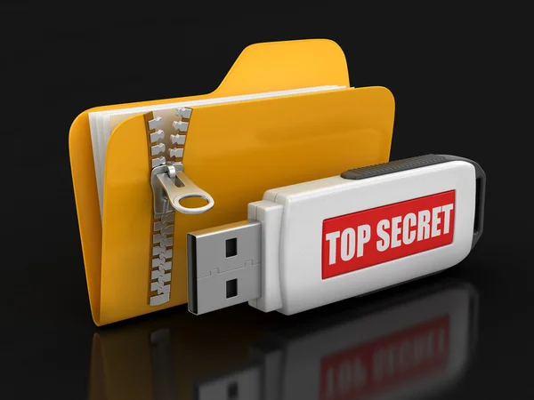 Carpeta con cremallera y flash USB Top Secret —  Fotos de Stock