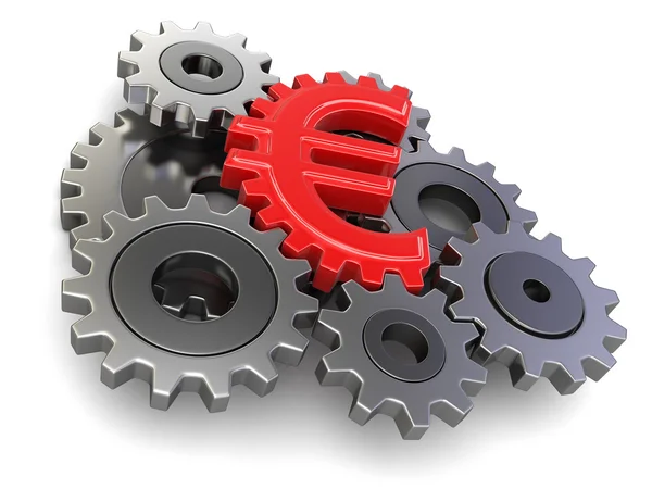 Cogwheel euro (clipping path included) — Stock Photo, Image