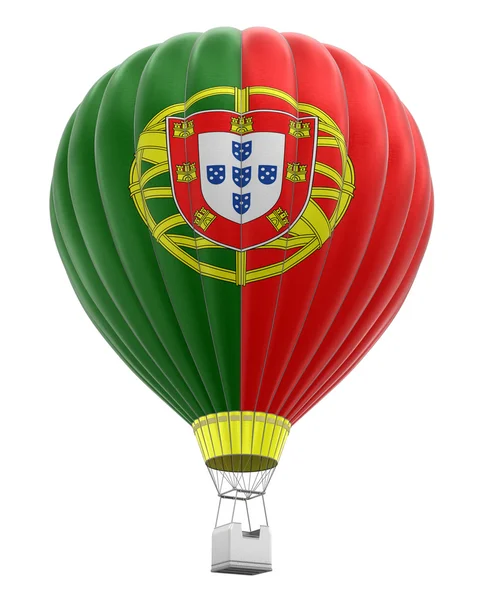 Hot Air Balloon with Portuguese Flag (clipping path included) — Stock Photo, Image