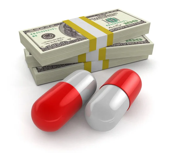 Pills and Dollars (clipping path included) — Stock Photo, Image