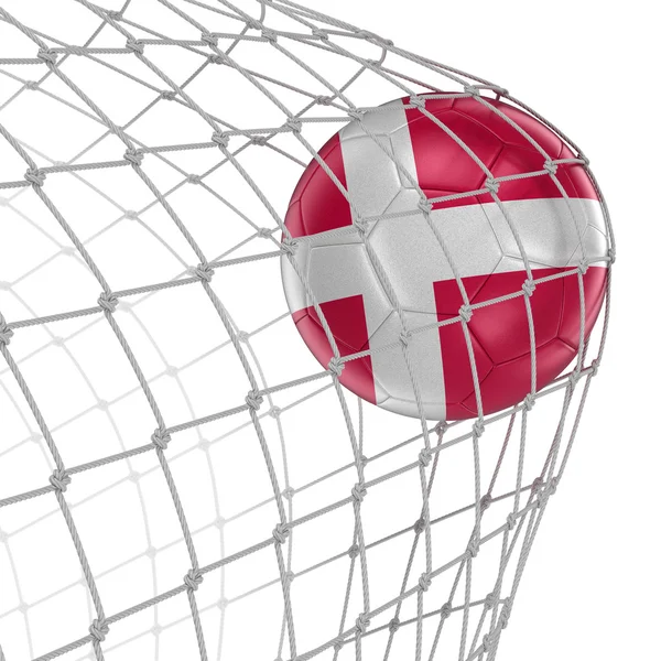 Датский soccerball в сети — стоковое фото