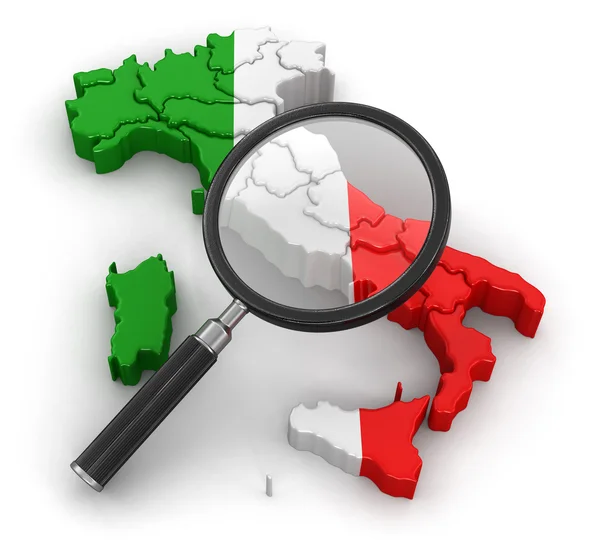 Map of Italy with loupe — Stock Photo, Image