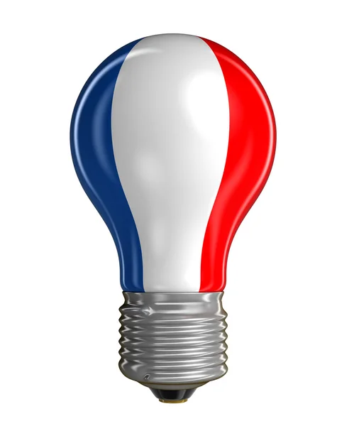 Light bulb with French flag (clipping path included) — Stock Photo, Image