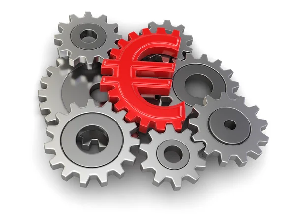 Cogwheel euro (clipping path included) — Stock Photo, Image