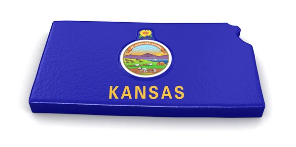 Map of Kansas state with flag — Stock Photo, Image