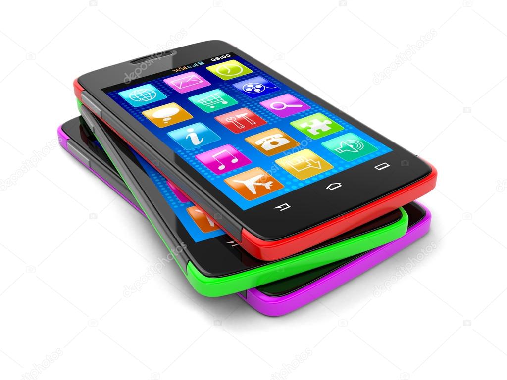 Touchscreen smartphones (clipping path included)