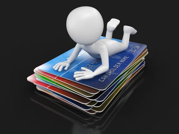 Man with Credit Cards (clipping path included) — Stock Photo, Image