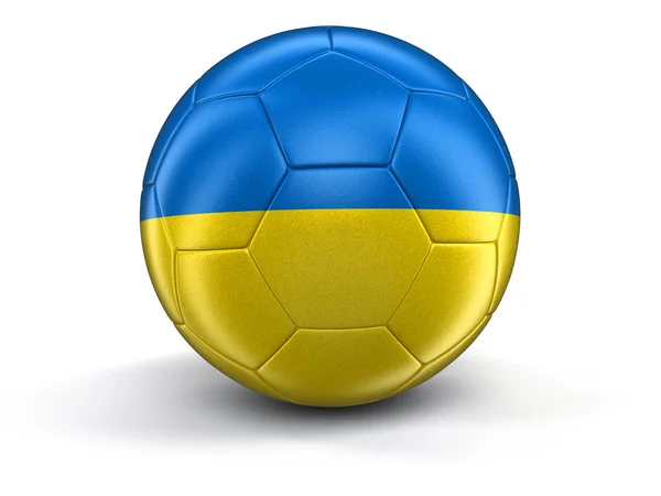 Soccer football with Ukrainian flag — Stock Photo, Image